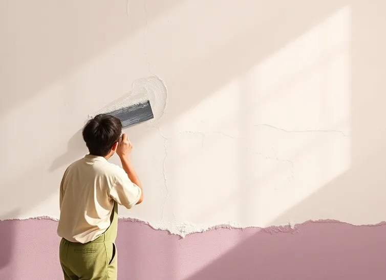 Application d'un enduit décoratif à la lisseuse sur un mur